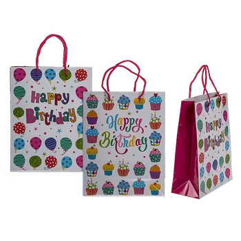 Dárková taška Dárková taška - Happy birthday dortík - velká 25x8,5x34,5cm