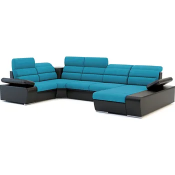 Sedací souprava Rozkládací rohová sedačka KORFU II tyrkysová / černá