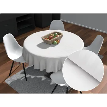 ubrus Velký damaškový kulatý ubrus Atlas Gradl DM-011 Bílý - proužky 2 cm Ø 150 cm