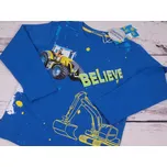 Triko Kugo dl. rukáv modré s bagrem a traktorem SVÍTÍ VE TMĚ velikost oblečení - děti: 122