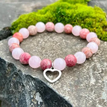 Náramek Živé kameny Minerální náramek růženín, jaspis - NĚHA