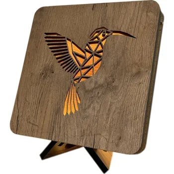 Lampička Li-Go "Kolibřík polygon" lampa 19x19cm provedení povrchu: dub