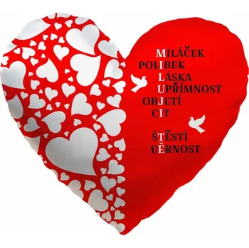 Dekorativní polštářek Polštářek srdcový 36 cm - Miluji tě tajenka