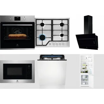 Set domácích spotřebičů ELECTROLUX KOFGH70TX + ELECTROLUX KGS6426SX + ELECTROLUX LFV316K + ELECTROLUX EMS4253TEX + ELECTROLUX EES48200L + ELECTROLUX LNT3LF18S