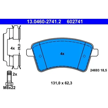 Brzdová destička Sada brzdových destiček, kotoučová brzda ATE 13.0460-2741.2