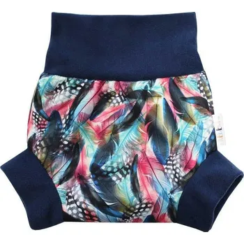 Plenkové kalhoty Breberky natahovací svrchní kalhotky PUL - Kropenatá pírka S