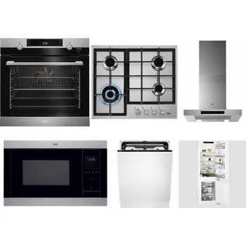 Set domácích spotřebičů AEG Mastery SteamBake BCK455350M + AEG Mastery StepPower HGB64420SM + AEG Mastery DBB5660HM + AEG Mastery MSB2547D-M + AEG FSE74707P + AEG Mastery FlexiShelf SCE818D3LC