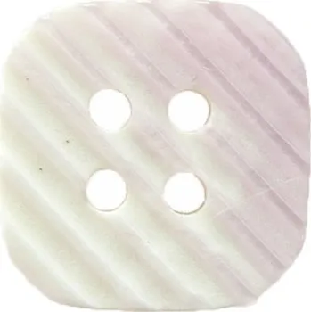 Knoflík Knoflík plastový bílý s fialovými proužky 13,5 mm