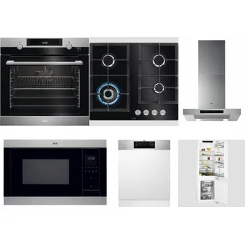 Set domácích spotřebičů AEG Mastery SteamBake BCK455350M + AEG Mastery SpeedBurner HKB64420NB + AEG Mastery DBB5660HM + AEG Mastery MSB2547D-M + AEG FEE72706PM + AEG Mastery FlexiShelf SCE818D3LC