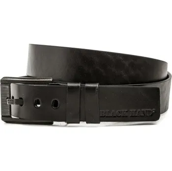 Opasek Black Hand 120-98 pánský černý kožený opasek šíře 38 mm 105 + DÁREK