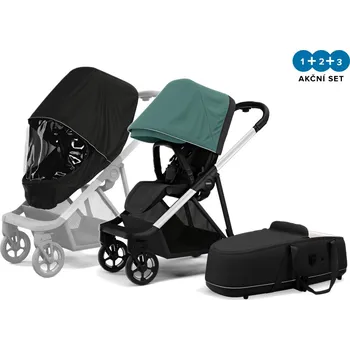 Kočárek Thule Shine Mallard Green on Aluminum 2023 + korba + ochrana proti slunci/dešti Thule