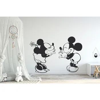 Samolepící dekorace Lepy.cz Samolepka na zeď Mickey a Minnie Velikost (šířka x výška): 60x41cm, Barevná varianta: Tmavě modrá