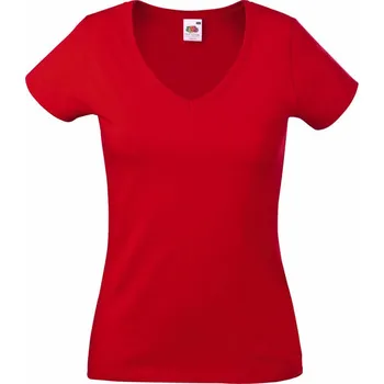 Fruit of the Loom Dámské tričko Valueweight V-Neck Červená XL