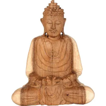 Soška Buddha dřevo 20 cm Dhyan natur