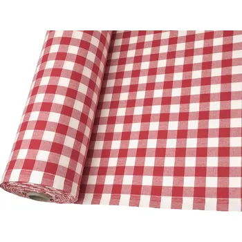 Mirtex Plátno KANAFAS 140/K32 Červená kostka 20mm šíře 150cm Velkoobchod Ceník: VELKOOBCHOD: po celých rolích, bez odvíjení