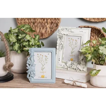 Rám na obraz Béžový antik fotorámeček s motýlky Butterfly - 16*2*19 cm / 10*15cm