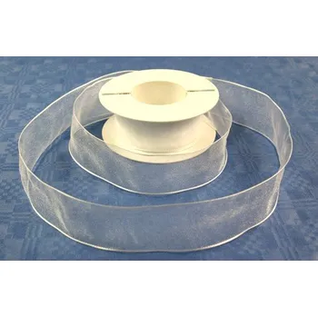 Stuha Stuha organza drát 40 mm - bílá - 1m