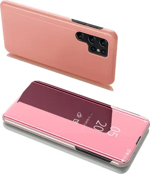 Pouzdro na mobilní telefon Clear View pro Samsung Galaxy S22 Ultra růžové