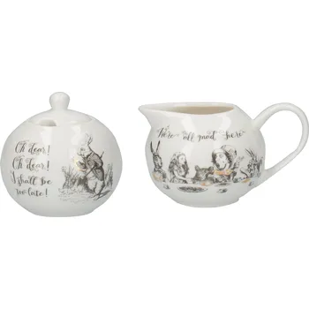 Cukřenka Creative Tops, Anglie Creative Tops - Porcelánová cukřenka a mléčenka Alice In Wonderland - 9,5*17*10,5 a 18,7*7,5 cm Barva: jako na obrázku, Velikost: 9,5x17x10,5 a 18x7x7,5