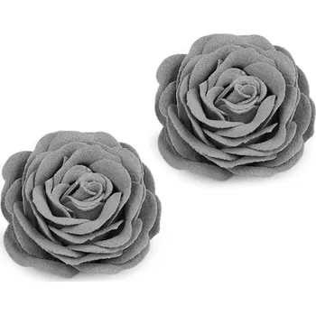 umělá květina Aplikace květ růže 40 mm 780763 - 4 šedá