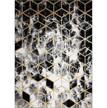 Koberec Kusový koberec Gloss 409A 82 3D cubes black/gold/grey 80x150 cm