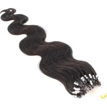Příčesek 50cm vlasy pro metodu Micro Ring / Easy Loop 0,7g/pr. vlnité – přírodní černá