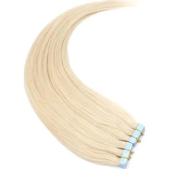 Příčesek 60cm Tape hair / pu extension / Tape IN lidské vlasy remy – platina