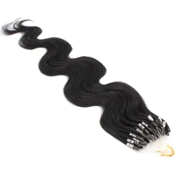 Příčesek 60cm vlasy pro metodu Micro Ring / Easy Loop 0,7g/pr. vlnité – černá