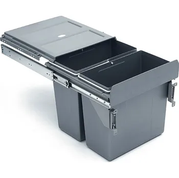 Odpadkový koš Wireli Výsuvný odpadkový 2-koš s úchyty dvířek, 2x16 l, K40-šedý plast