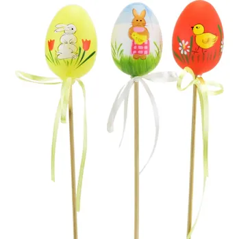 Velikonoční dekorace Velikonoční malovaná vajíčka zápich assort 3 ks