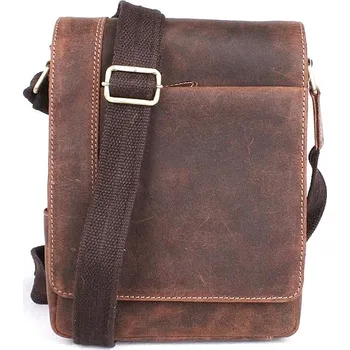 Středně velká hnědá kožená crossbody taška HGL no. 6025