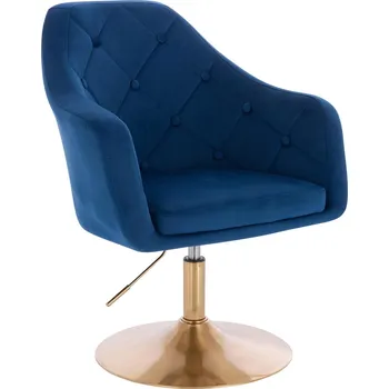 Otočné křeslo Hamar velur na zlatém talíři - modré