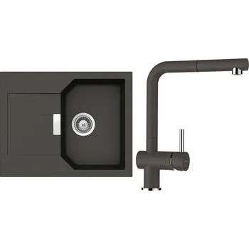 Kuchyňský dřez Set Schock S18-4 (dřez Manhattan D-100XS Asphalt + baterie Epos.120 Asphalt)