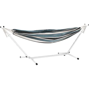 Zahradní houpačka Tempo Kondela Houpací závěsná síť, vzor modrý pásik, KABUKI- double