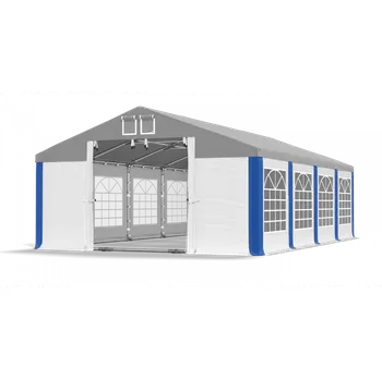 Zahradní stan Párty stan 5x30x2m střecha PVC 620g/m2 boky PVC 620g/m2 konstrukce LÉTO PLUS Šedá Bílá Modrá