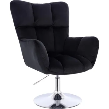 Křeslo Otočné křeslo Alta velur na stříbrném talíři - černé