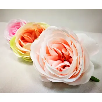 umělá květina Hlavička pivoňkové růže 7 cm - sv.lososová