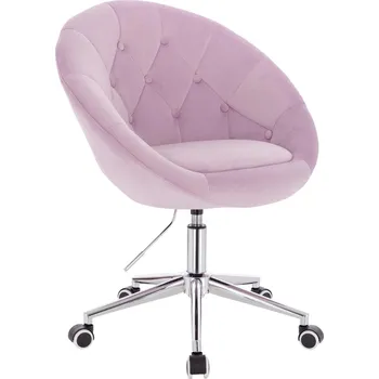 Otočné křeslo Cube velur na stříbrné podstavě s kolečky - vřesové