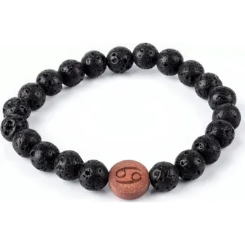 Náramek Náramek Láva 8mm znamení Rak (Korálkové náramky z minerálů - Láva 8mm znamení Rak VEA 04. Náramek z minerálních kuliček přírodní lávy o průměru 8mm s dřevěným korálkem o velikosti 12x4mm, obvod cca 18 - 19 cm.)