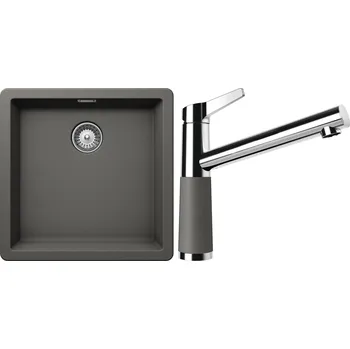 Granitový dřez Set Schock S12-4 (dřez Greenwich N-100 Silverstone + baterie SC-510 Silverstone)