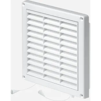 Stavební výplň Den Braven Mřížka větrací s rámem a žaluzií, plastová, bílá Barva: Bílá, Varianta: Mřížka větrací s rámem a žaluzií, 130 mm x 130 mm, plastová, bílá, materiál: plast
