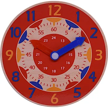 Hodiny Školní hodiny dřevěné 140mm červené CW14-873 Skladem v ČR