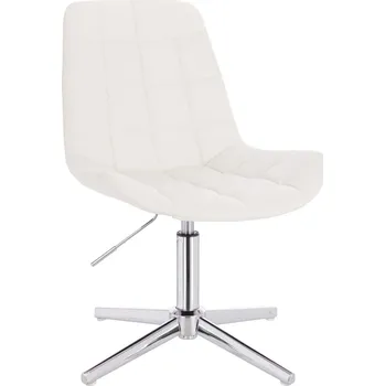 Otočné křeslo ekokůže Voss na stříbrném kříži - bílé