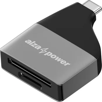 Čtečka paměťových karet AlzaPower USB-C 3.2 Gen 1 Metal Memory Card Reader stříbrná