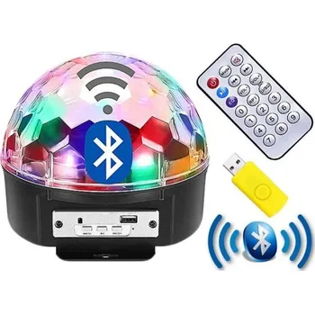 Světelný efekt Bluetooth diskokoule se stereo reproduktory + USB  + dálkové ovládání