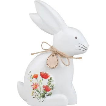Velikonoční dekorace Zajíc s květinovým vzorem na postavení 18 cm
