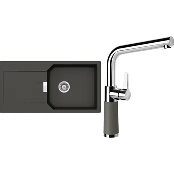 Granitový dřez Set Schock S18-8 (dřez Manhattan D-100L Asphalt + baterie SC-540 Asphalt)