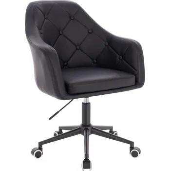 Otočné křeslo ekokůže Hamar na černé podstavě s kolečky - černé