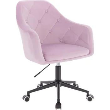 Otočné křeslo Hamar velur na černé podstavě s kolečky - fialový vřes