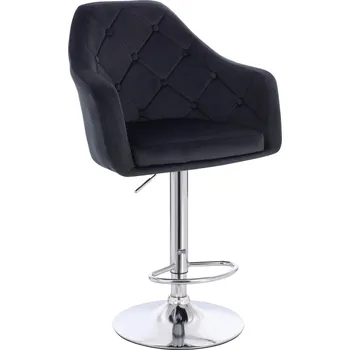 Barová židle Barová židle velur Hamar na stříbrném talíři - černé